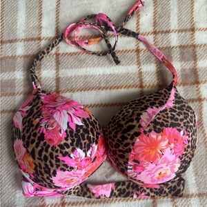 VS Floral Leopard Print Bikini Top